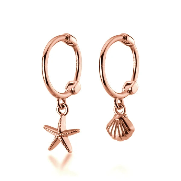 Nuevos pendientes de aro asimétricos Modian de plata de ley 925 con forma de estrella de mar y concha para mujer, pendientes de boda sencillos, joyería fina, regalo