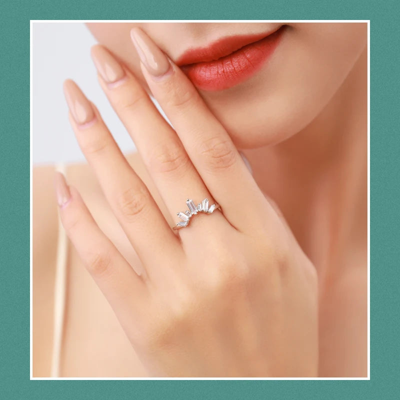 Anillos de lujo Modian de plata de ley 925 auténtica con circonitas transparentes brillantes para mujer, joyería fina para boda y compromiso.