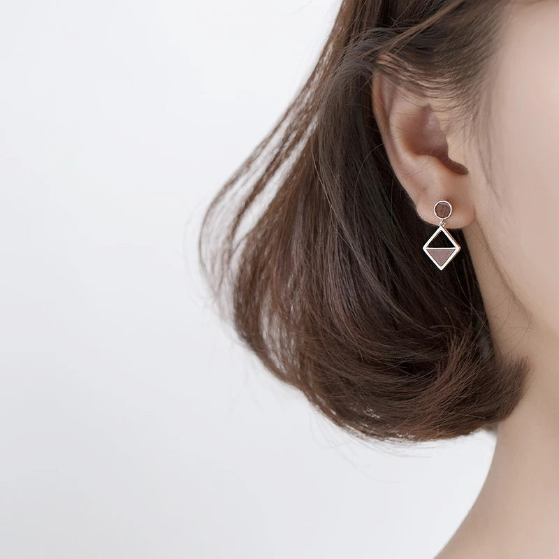 Modian - Nuevos pendientes colgantes asimétricos geométricos de plata de ley 925 para mujer, estilo OL, esmerilados, joyería fina