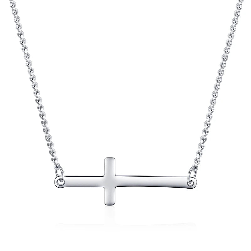Gargantilla con cruz sencilla y exquisita de Modian, 100 % plata de ley 925, cadena clásica brillante, colgante para mujer, joyería