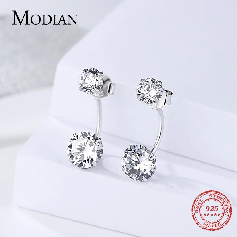 Pendientes MODIAN de plata de ley 925 con circonita cúbica transparente para mujer, joyería de moda con cristales llamativos para bodas.