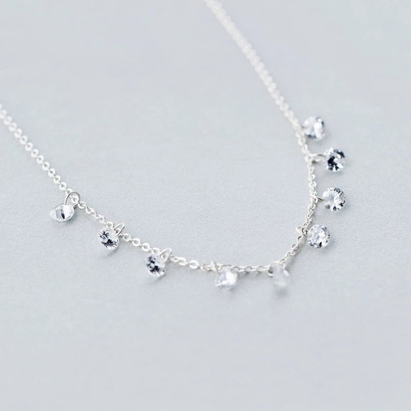 Modian New Luxury Paved Round CZ Link Chain Necklace Female Brand Short Metal Necklaces 925 Sterling Silver Wedding Jewelry