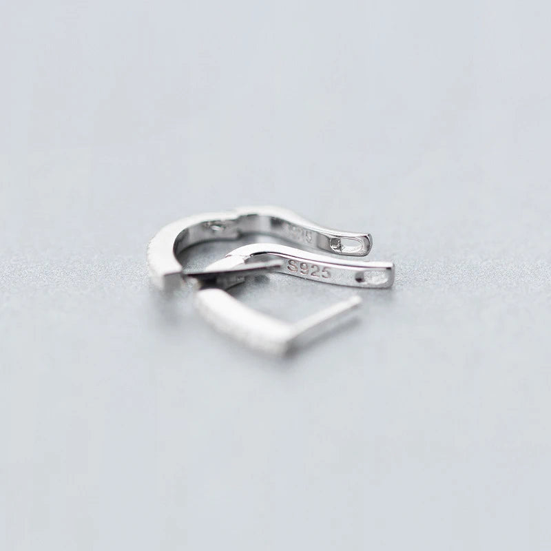 Modian 100% 925 Sterling Silver U Style Shape Hoop Earrings for Women Fashion Clear Cubic Zirconia Sterling Silver Fine Jewelry
