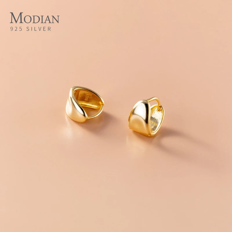 Pendientes de aro Modian de plata de ley 925 auténtica, de lujo, irregulares, redondos y circulares, para mujer, color dorado, joyería fina.