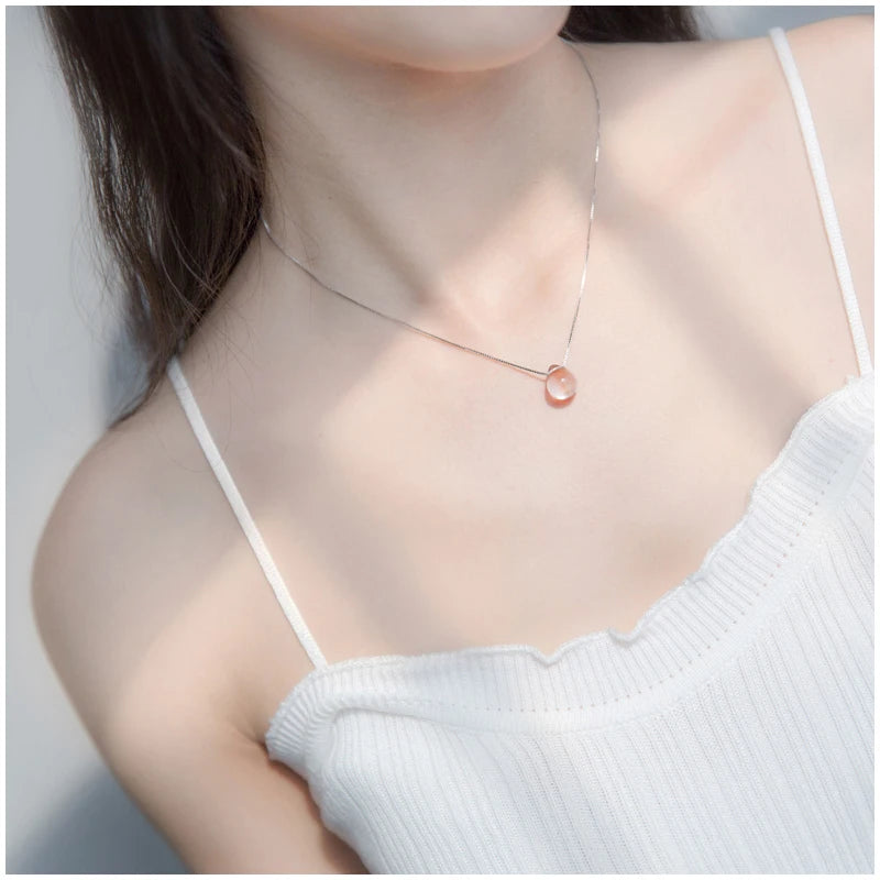 Nuevo colgante Modian de plata de ley 925 auténtica con cristales transparentes y gotas de agua luminosas, collar de moda para niñas, joyería de plata