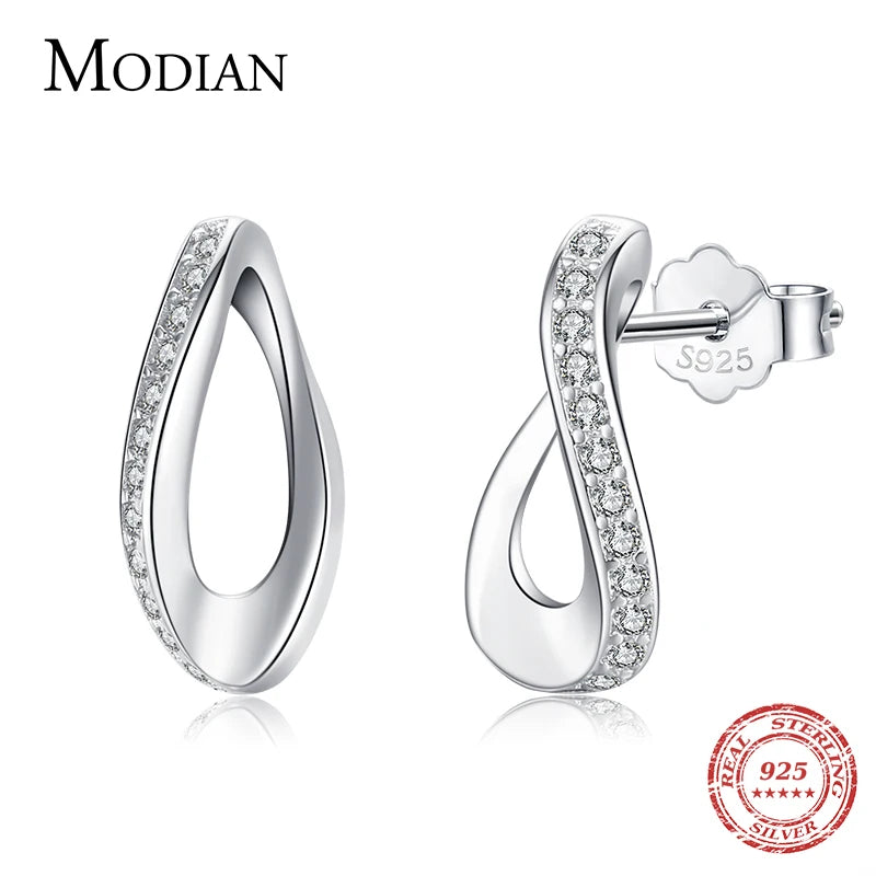 Pendientes geométricos Modian de plata de ley 925 auténtica para mujer, sencillos y rectangulares, joyería fina para aniversario de boda.