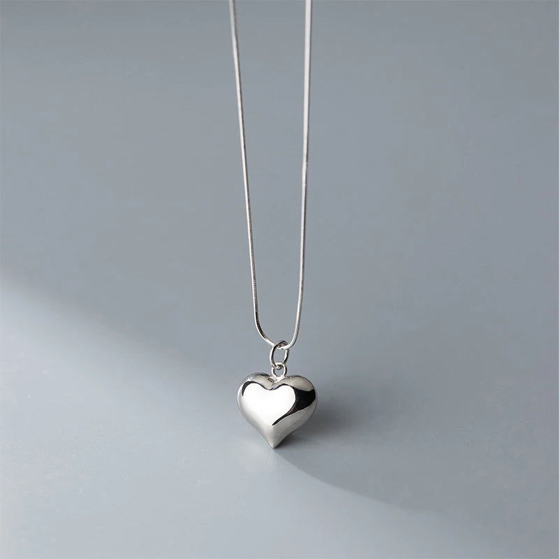 MODIAN Classic 925 Sterling Silver Romantic Heart Chain Link Pendant Necklaces for Women Fine Jewelry Valentine's Day Gifts