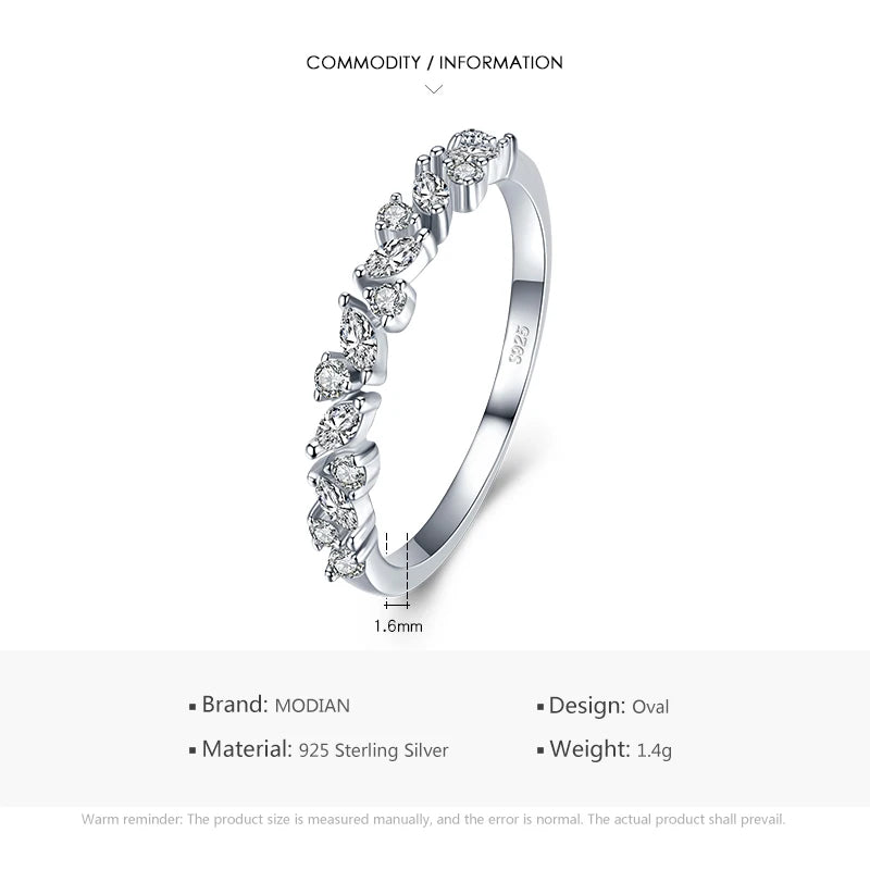 Anillos de dedo Modian de circonita cúbica apilables simples para mujer, plata esterlina 925 sólida, exquisito anillo fino, joyería de moda, regalo