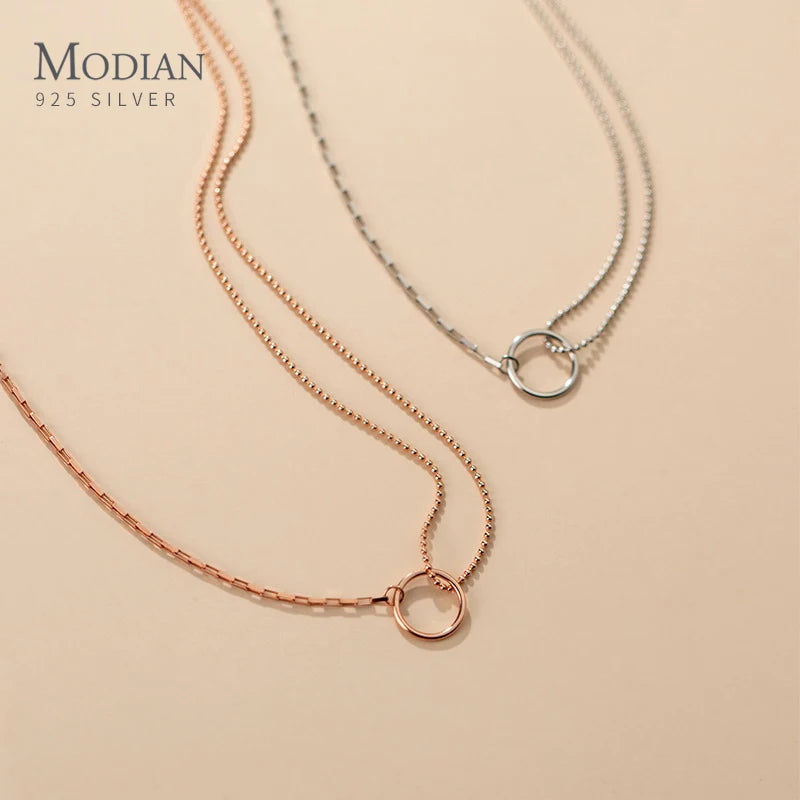 Gargantilla corta geométrica MODIAN, collar de plata de ley 925, estilo europeo, para mujer, joyería fina para fiestas