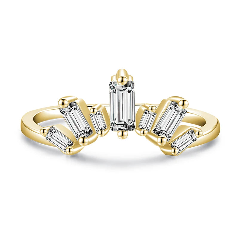 Anillos de lujo Modian de plata de ley 925 auténtica con circonitas transparentes brillantes para mujer, joyería fina para boda y compromiso.