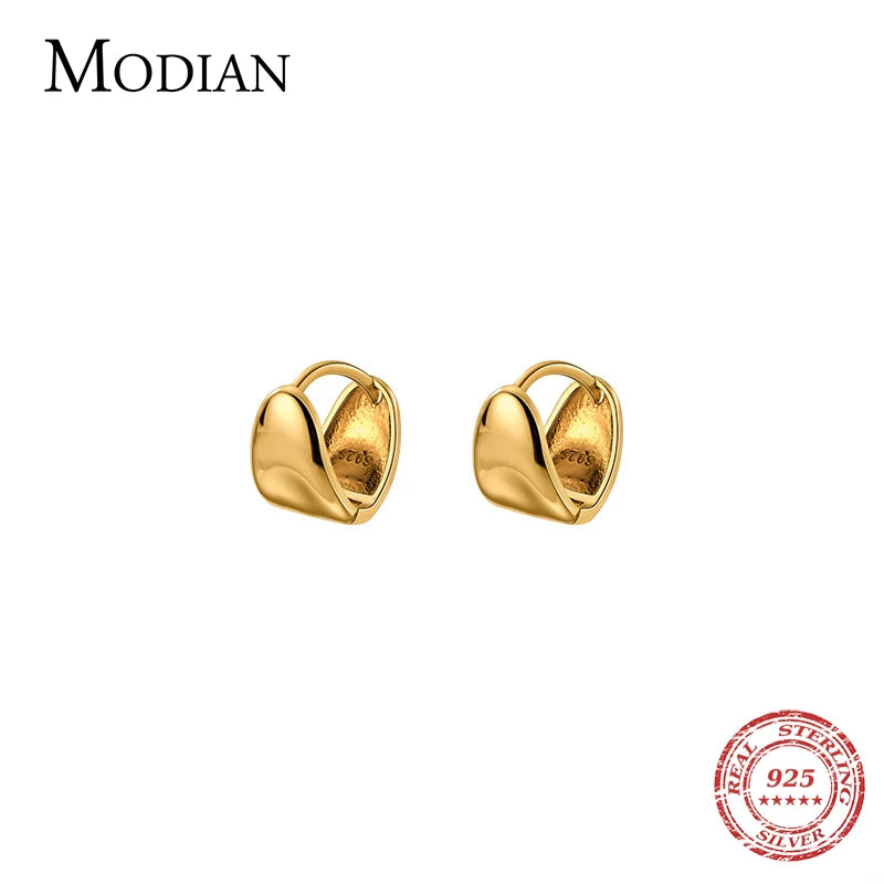 Pendientes de aro Modian de plata de ley 925 auténtica, de lujo, irregulares, redondos y circulares, para mujer, color dorado, joyería fina.
