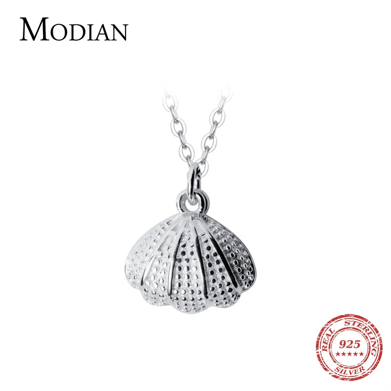 Modian New Solid 925 Sterling Silver Natural Freshwater Pearl Shell Fashion Necklace Pendants For Women Classic Charm Jewelry