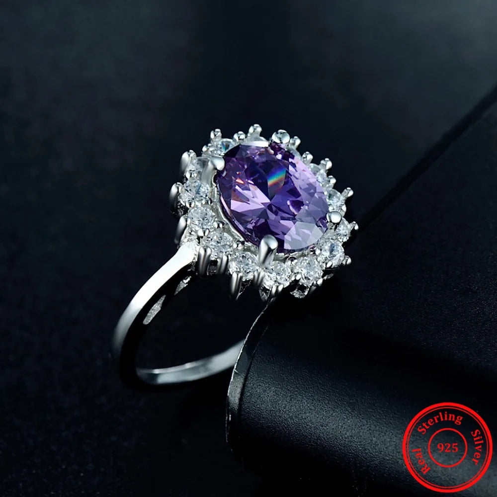 Anillo de plata de ley 925 maciza auténtica de 2,0 quilates, regalo de moda para mujer, joyería de circonita 5A, anillos de compromiso de boda de plata de marca.