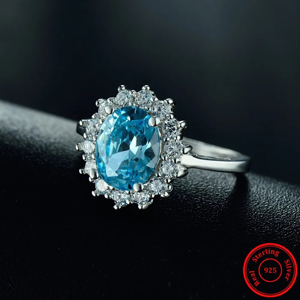 Anillo de plata de ley 925 maciza auténtica de 2,0 quilates, regalo de moda para mujer, joyería de circonita 5A, anillos de compromiso de boda de plata de marca.