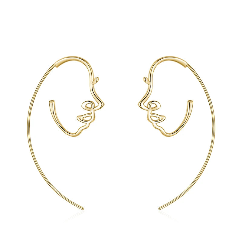 Pendientes de aro Modian 100% de plata de ley 925 con diseño de cara humana, elegantes y modernos, para mujeres y niñas, joyería fina.