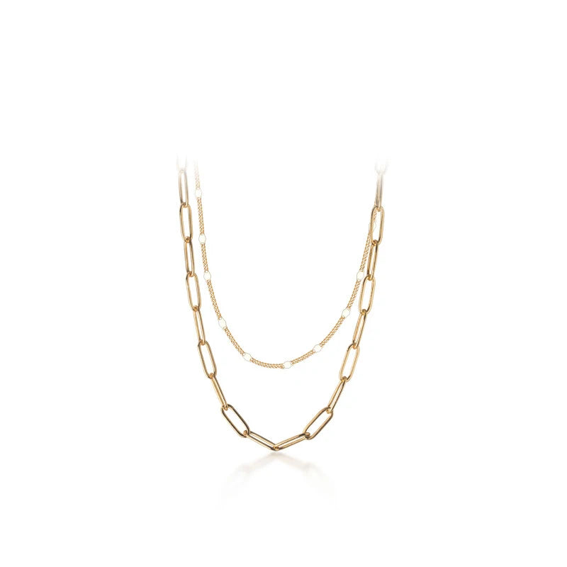 Collar de cadena de eslabones geométricos de doble capa de plata esterlina 925 de Modian Classic Fashion para mujer, accesorios de joyería fina para fiestas