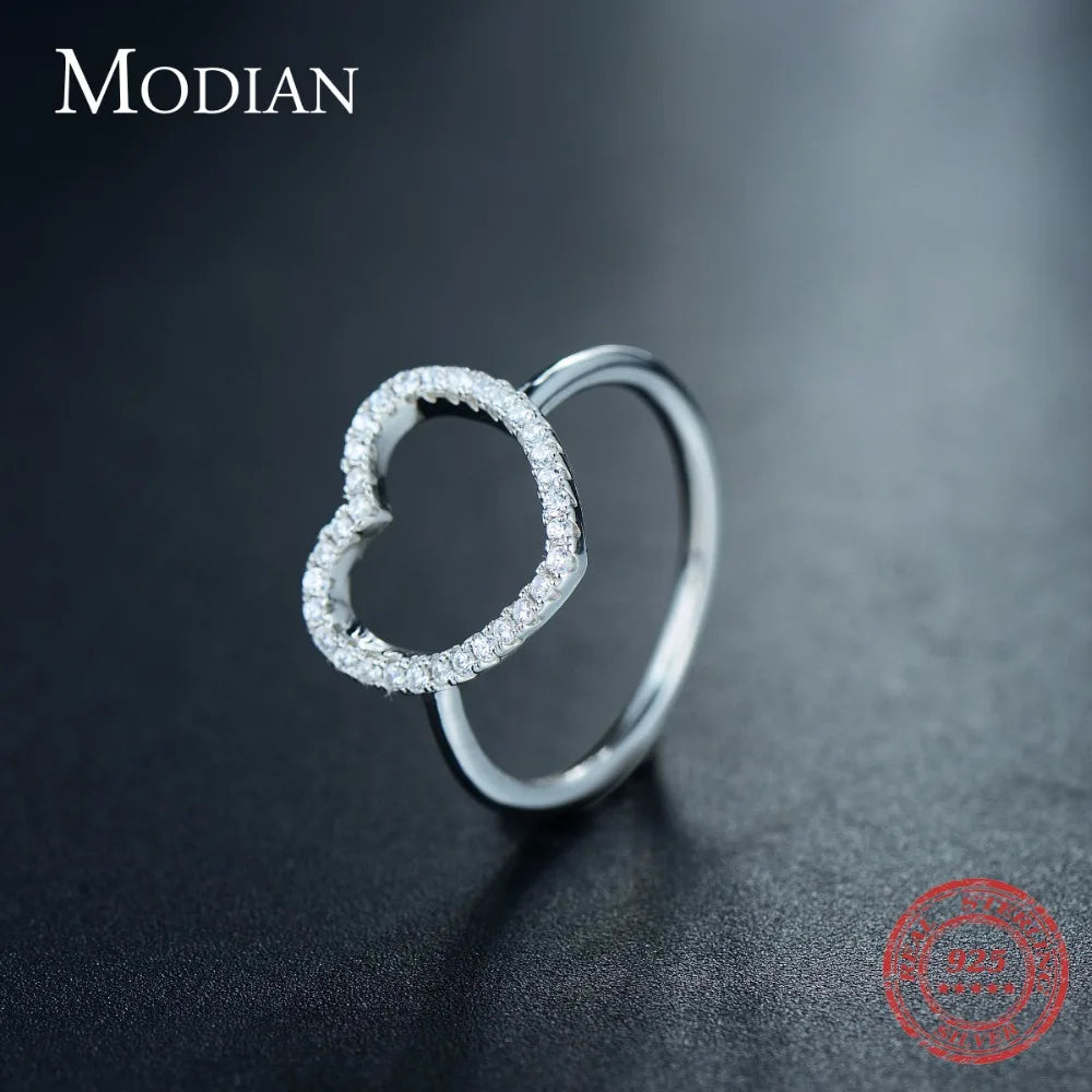 Nuevo diseño de moda, anillo clásico de amor en forma de corazón de plata esterlina sólida 925, anillos de dedo de circonita 5A para mujeres, joyería de compromiso