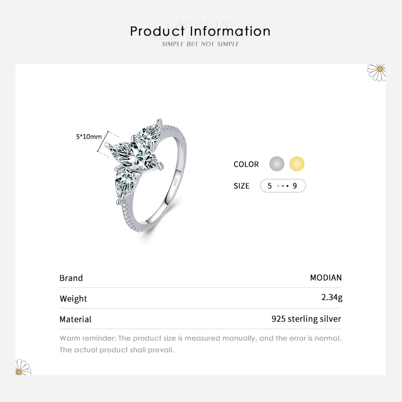 Anillo de boda MODIAN de plata de ley 925 de alta calidad con diamantes brillantes y circonita cúbica para mujer, joyería de compromiso.