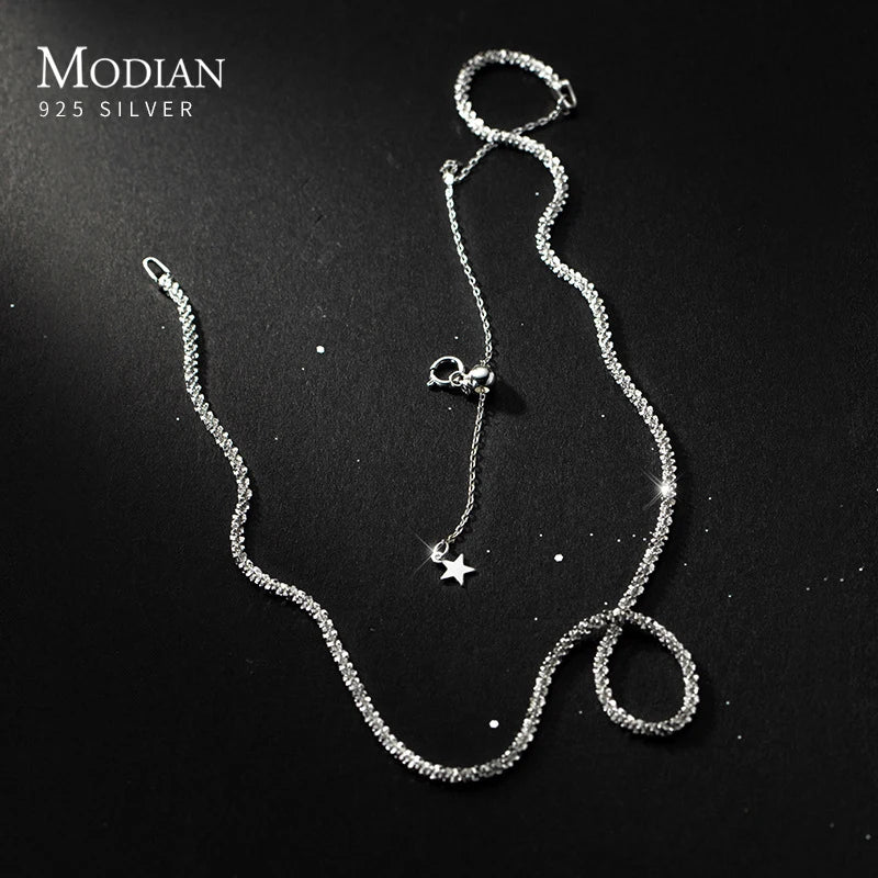 Collar Modian ajustable, sencillo y deslumbrante para mujeres y niñas, plata de ley 925, joyería de marca de lujo, accesorios de moda 2024.