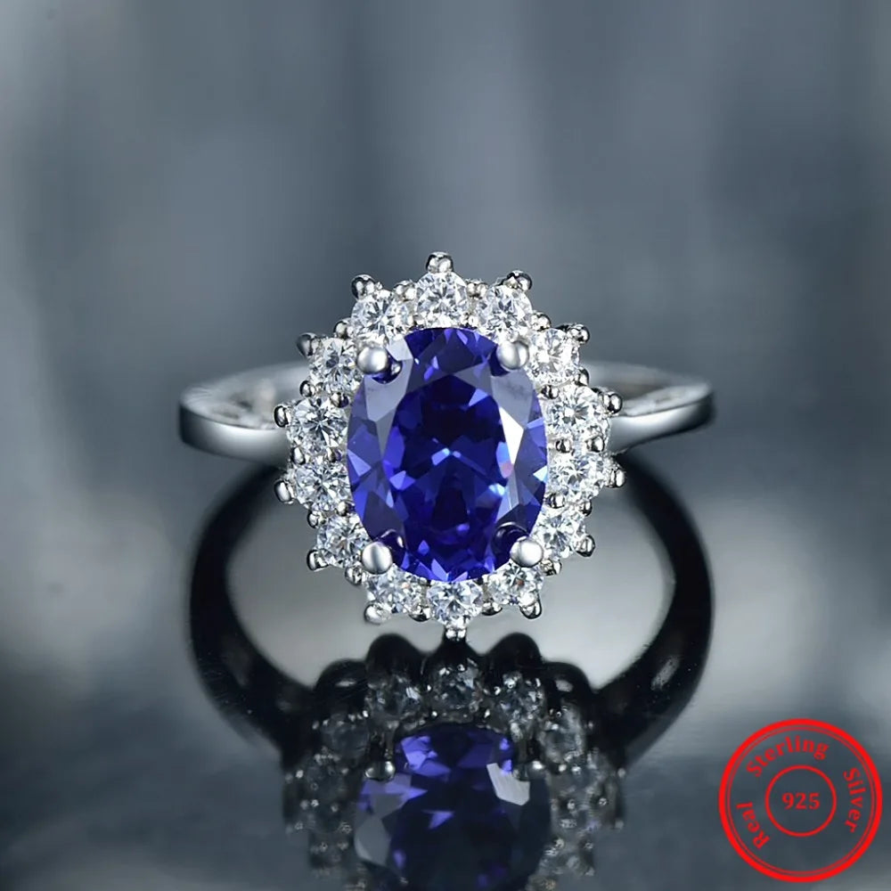 Anillo de plata de ley 925 maciza auténtica de 2,0 quilates, regalo de moda para mujer, joyería de circonita 5A, anillos de compromiso de boda de plata de marca.