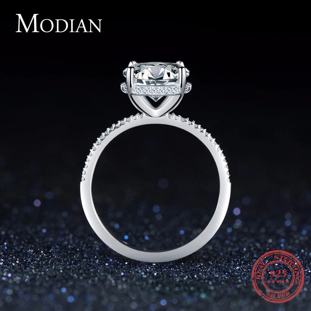 Anillo clásico Modian de lujo con diez corazones de circonita en plata de ley 925 auténtica, anillos de boda de moda, joyería de compromiso para mujer.