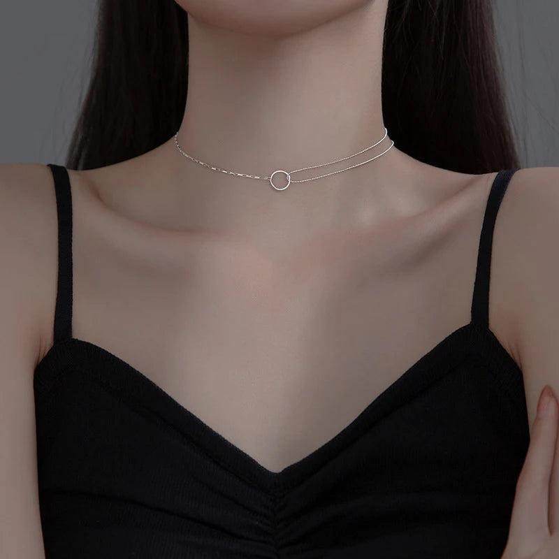 Gargantilla corta geométrica MODIAN, collar de plata de ley 925, estilo europeo, para mujer, joyería fina para fiestas
