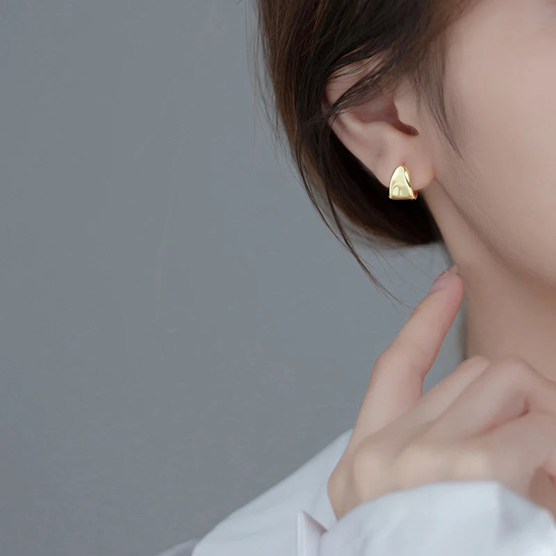 Pendientes de aro Modian de plata de ley 925 auténtica, de lujo, irregulares, redondos y circulares, para mujer, color dorado, joyería fina.