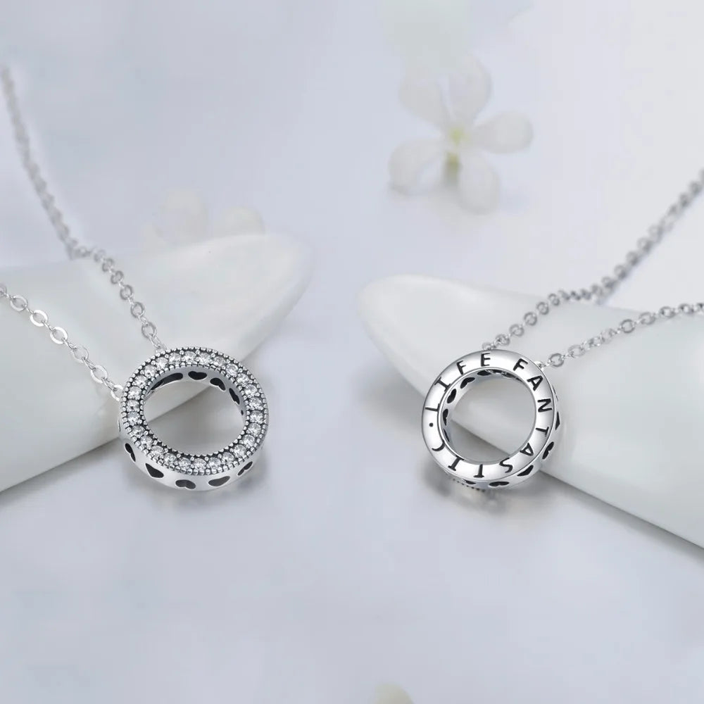 Collar romántico de plata de ley 925 auténtica de Modian con corazones redondos para mujer, joyería de boda, regalo fantástico.