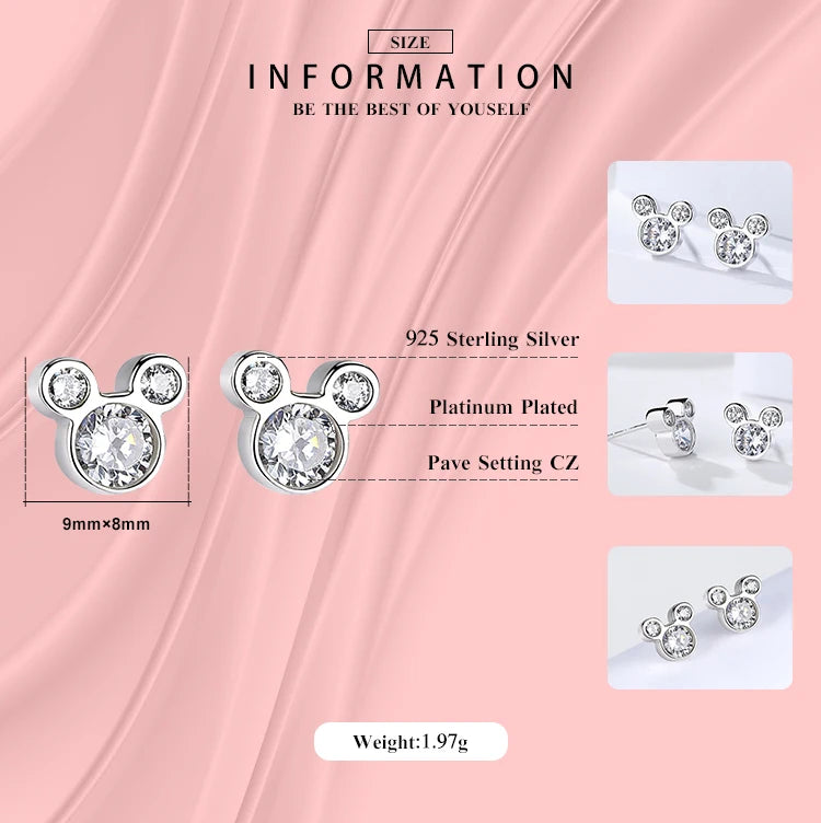 Modian - Pendientes de plata de ley 925 con forma de oso, diseño de oso y circonita cúbica transparente, para mujer