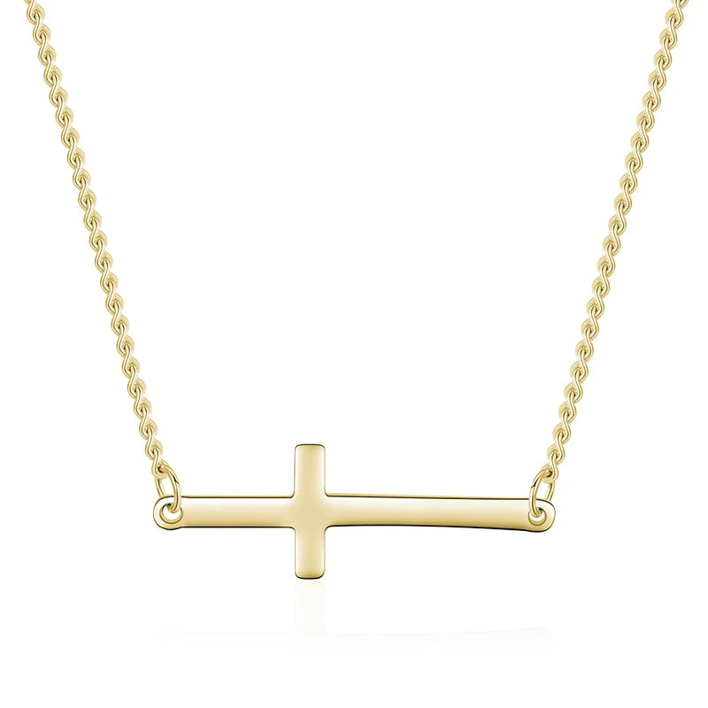 Gargantilla con cruz sencilla y exquisita de Modian, 100 % plata de ley 925, cadena clásica brillante, colgante para mujer, joyería