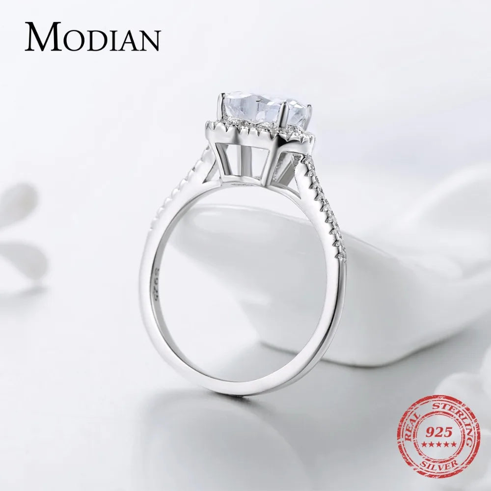Anillo de compromiso con circonita cúbica de nivel AAAAA en plata de ley 925 con forma de corazón para mujeres y niñas, con caja de regalo.
