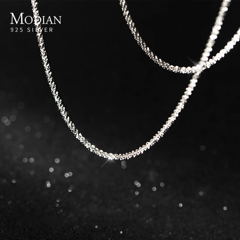 Collar Modian ajustable, sencillo y deslumbrante para mujeres y niñas, plata de ley 925, joyería de marca de lujo, accesorios de moda 2024.
