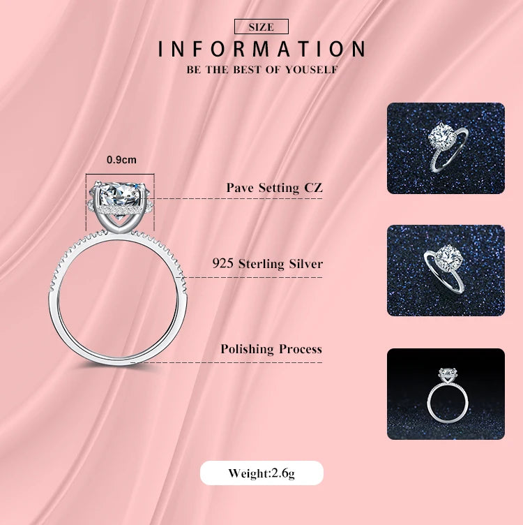 Anillo clásico Modian de lujo con diez corazones de circonita en plata de ley 925 auténtica, anillos de boda de moda, joyería de compromiso para mujer.