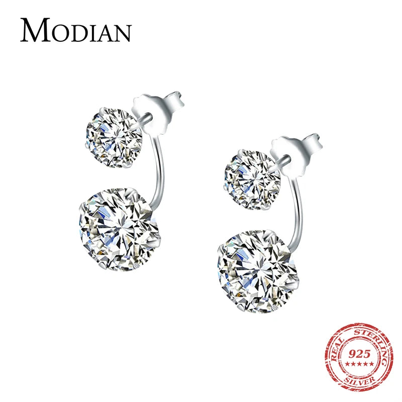 Pendientes MODIAN de plata de ley 925 con circonita cúbica transparente para mujer, joyería de moda con cristales llamativos para bodas.