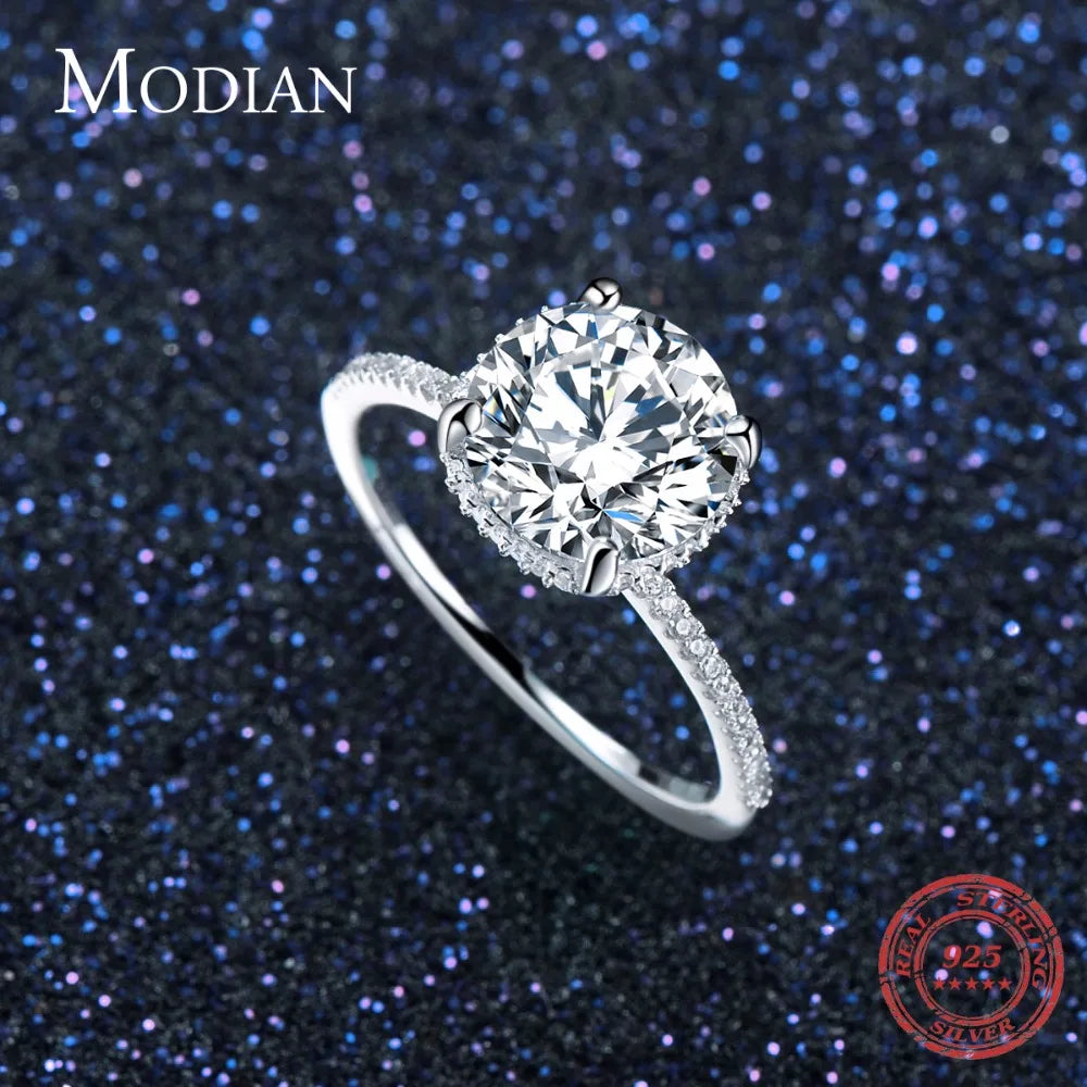 Anillo clásico Modian de lujo con diez corazones de circonita en plata de ley 925 auténtica, anillos de boda de moda, joyería de compromiso para mujer.
