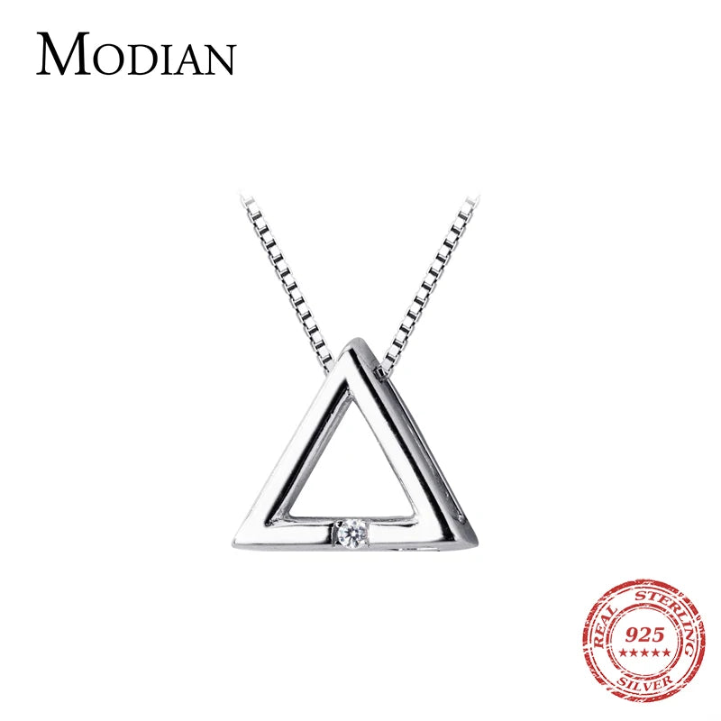 Collar con colgante mini de triángulo geométrico de diseño simple de Modian para mujer en plata de ley 925, joyería fina de estilo japonés.