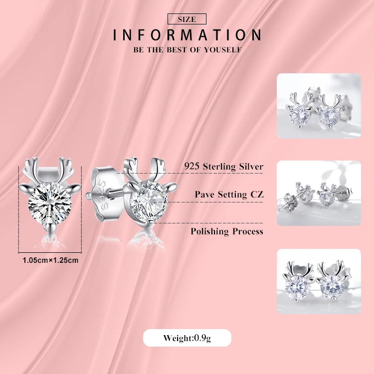 Pendientes Modian auténticos de plata de ley 925 con forma de ciervo Milu, joyería de moda animal para mujer, pendientes de reno de moda, regalo