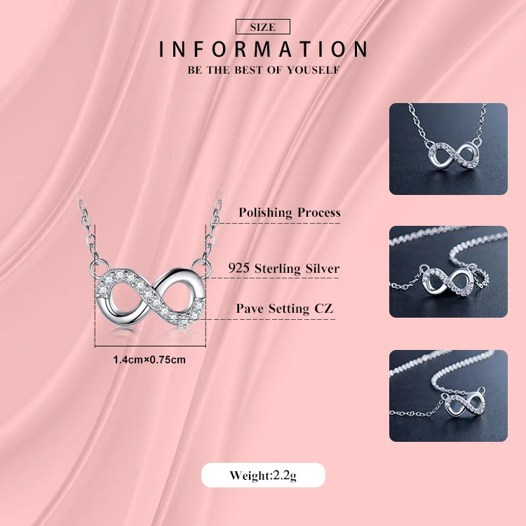 Collar con colgante de plata de ley 925 de Modian, diseño Mobius, cadena clásica de circonita cúbica a la moda para mujer, joyería de fiesta