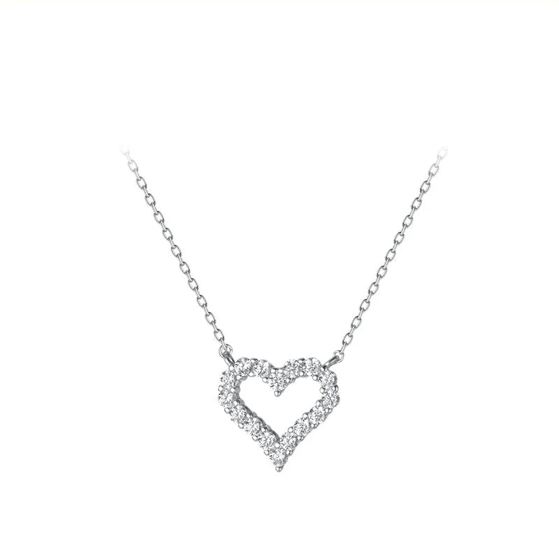 Modian A Row Glittering Zirconia Lovely Hearts Shape 925 Sterling Silver Pendant for Women Girl Enggement Party Fine Jewelry