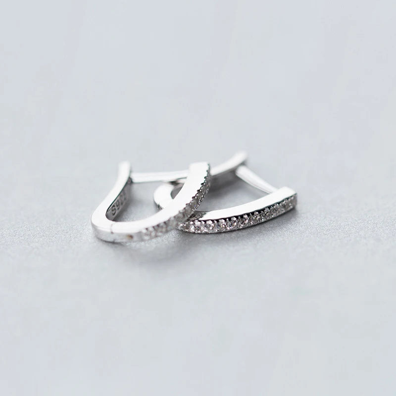 Modian 100% 925 Sterling Silver U Style Shape Hoop Earrings for Women Fashion Clear Cubic Zirconia Sterling Silver Fine Jewelry
