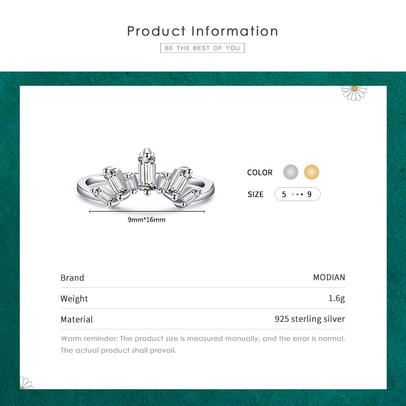 Anillos de lujo Modian de plata de ley 925 auténtica con circonitas transparentes brillantes para mujer, joyería fina para boda y compromiso.