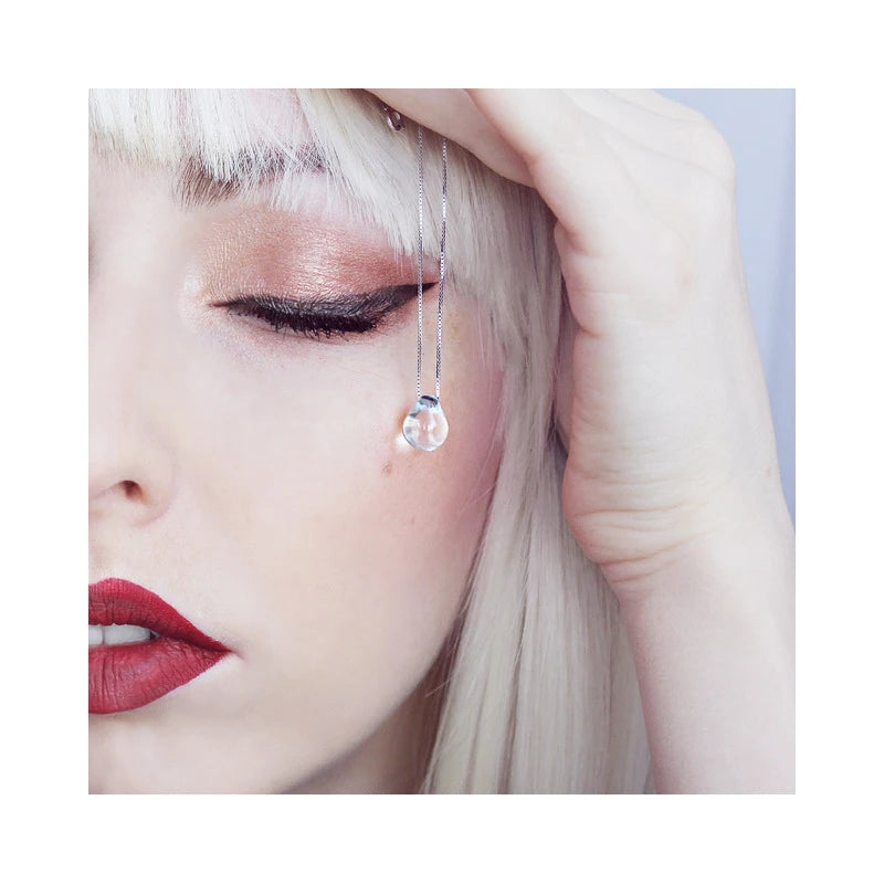 Nuevo colgante Modian de plata de ley 925 auténtica con cristales transparentes y gotas de agua luminosas, collar de moda para niñas, joyería de plata