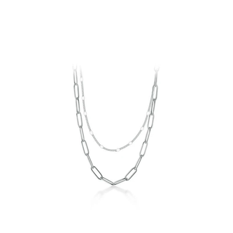 Collar de cadena de eslabones geométricos de doble capa de plata esterlina 925 de Modian Classic Fashion para mujer, accesorios de joyería fina para fiestas