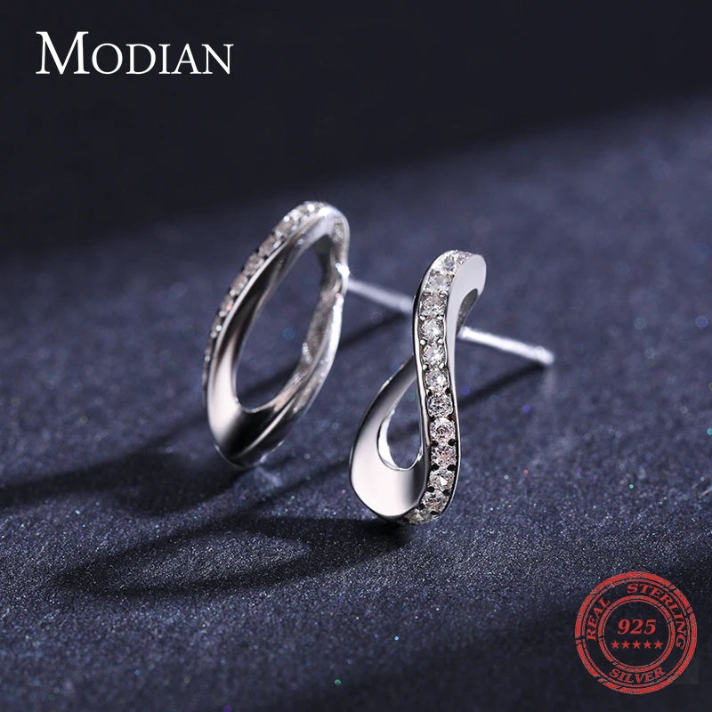 Pendientes geométricos Modian de plata de ley 925 auténtica para mujer, sencillos y rectangulares, joyería fina para aniversario de boda.