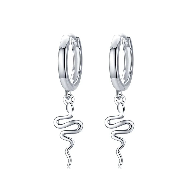 Pendientes de aro Modian de plata de ley 925 con diseño de serpiente, elegantes y sencillos, para mujeres y niñas, color dorado, joyería hipoalergénica.