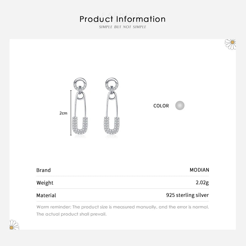 Pendientes Modian de plata de ley 925 para mujer y niña, deslumbrantes pendientes con circonita cúbica transparente, broche moderno, joyería fina para bodas.