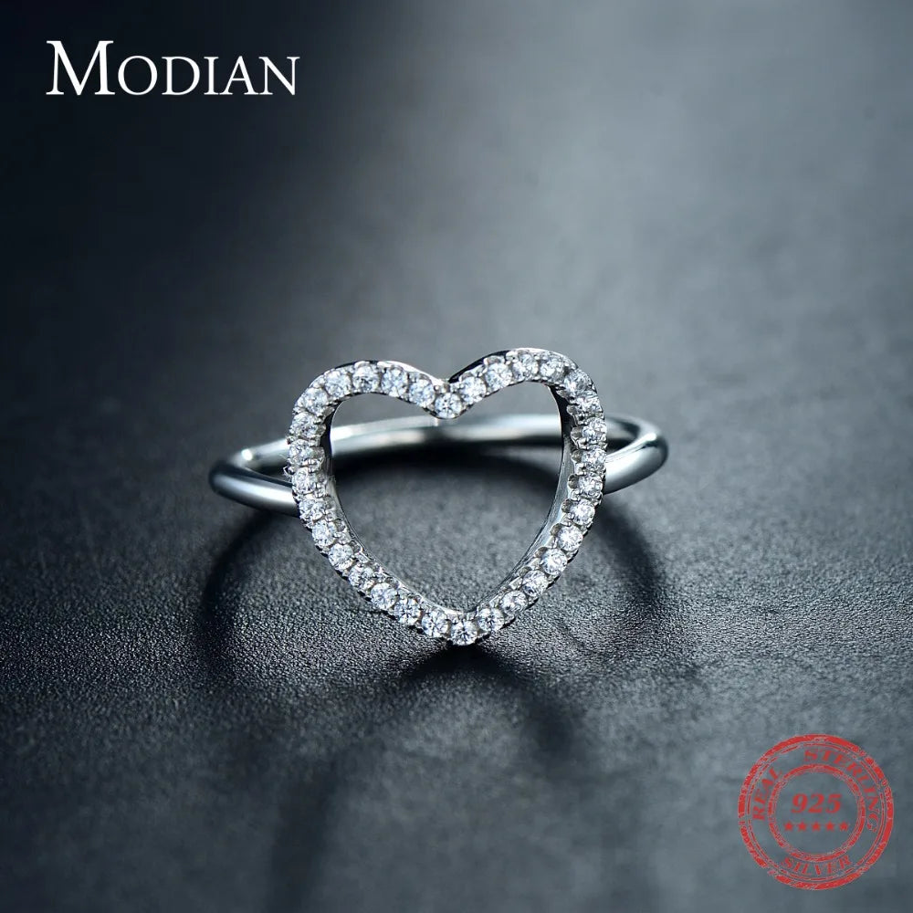 Nuevo diseño de moda, anillo clásico de amor en forma de corazón de plata esterlina sólida 925, anillos de dedo de circonita 5A para mujeres, joyería de compromiso