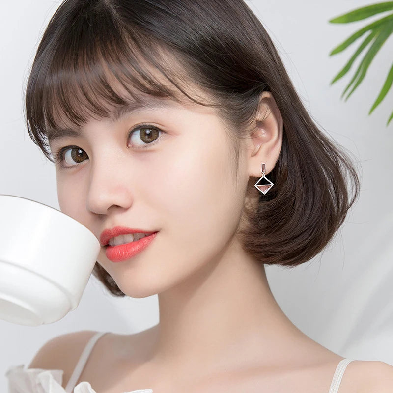 Modian - Nuevos pendientes colgantes asimétricos geométricos de plata de ley 925 para mujer, estilo OL, esmerilados, joyería fina