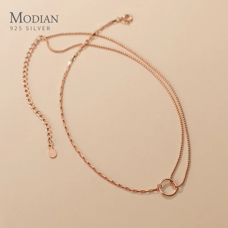 Gargantilla corta geométrica MODIAN, collar de plata de ley 925, estilo europeo, para mujer, joyería fina para fiestas