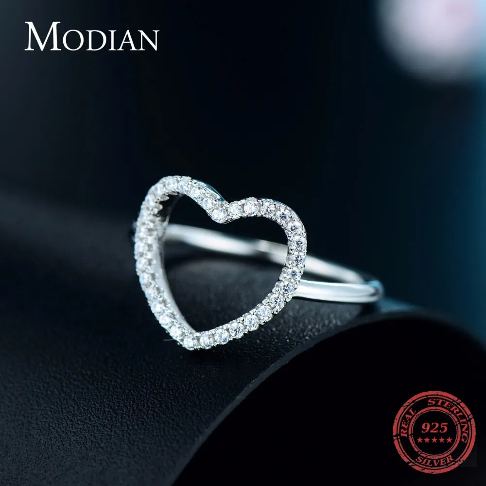Nuevo diseño de moda, anillo clásico de amor en forma de corazón de plata esterlina sólida 925, anillos de dedo de circonita 5A para mujeres, joyería de compromiso